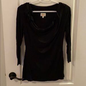 Anthropologie Draped Neck 3/4 Sleeve Top